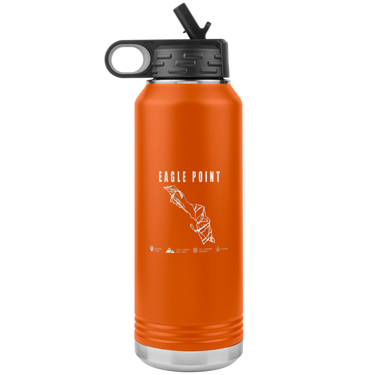 Eagle Point,Utah Ski Trail Map 32oz Water Bottle Tumbler - Powderaddicts