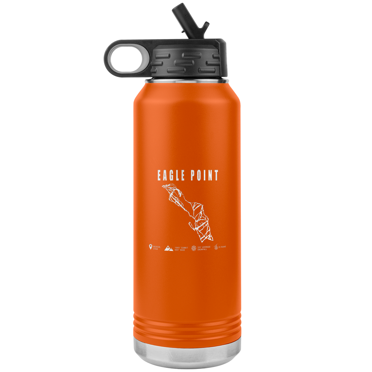 Eagle Point,Utah Ski Trail Map 32oz Water Bottle Tumbler - Powderaddicts