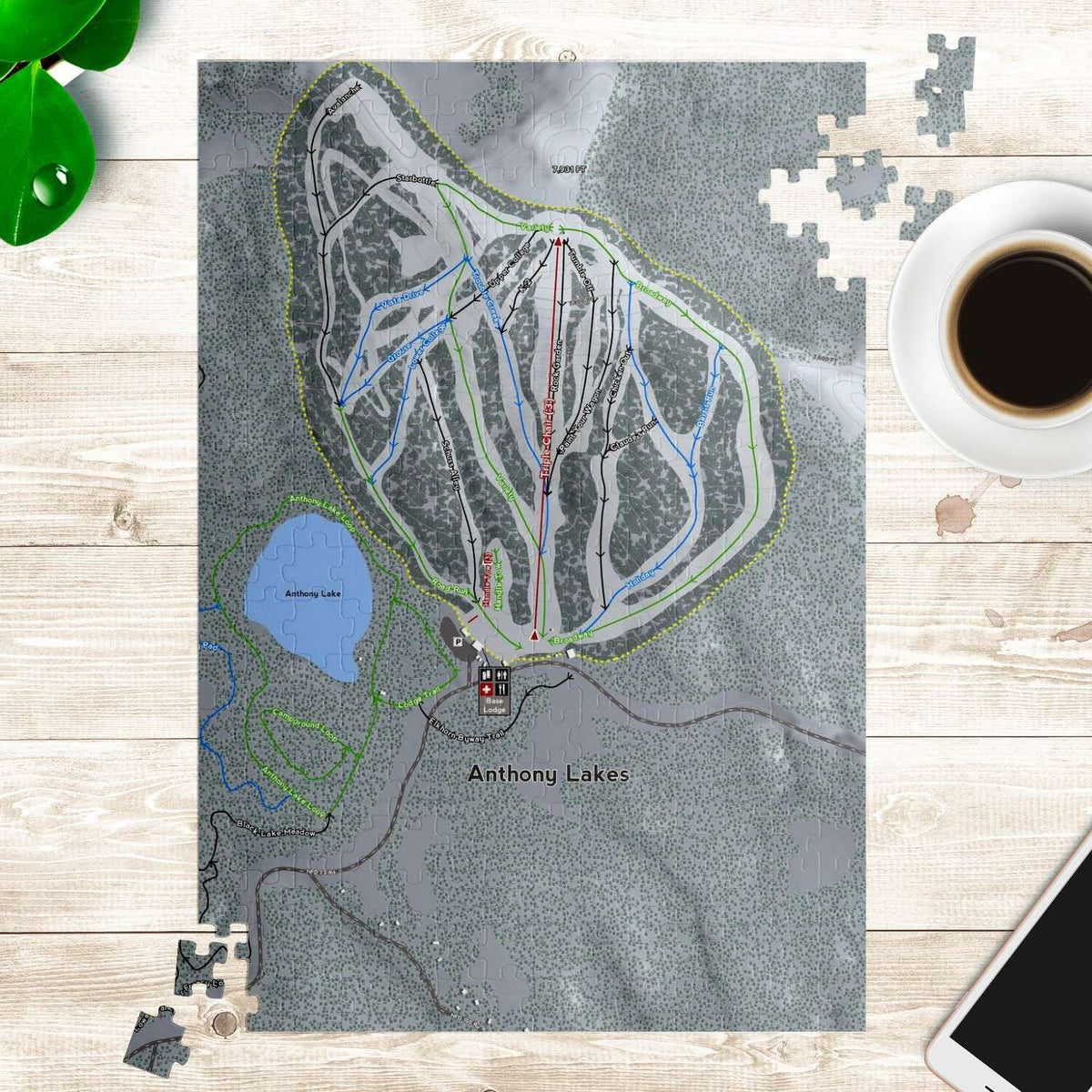Anthony Lakes, Oregon Ski Trail Map Puzzle - Powderaddicts