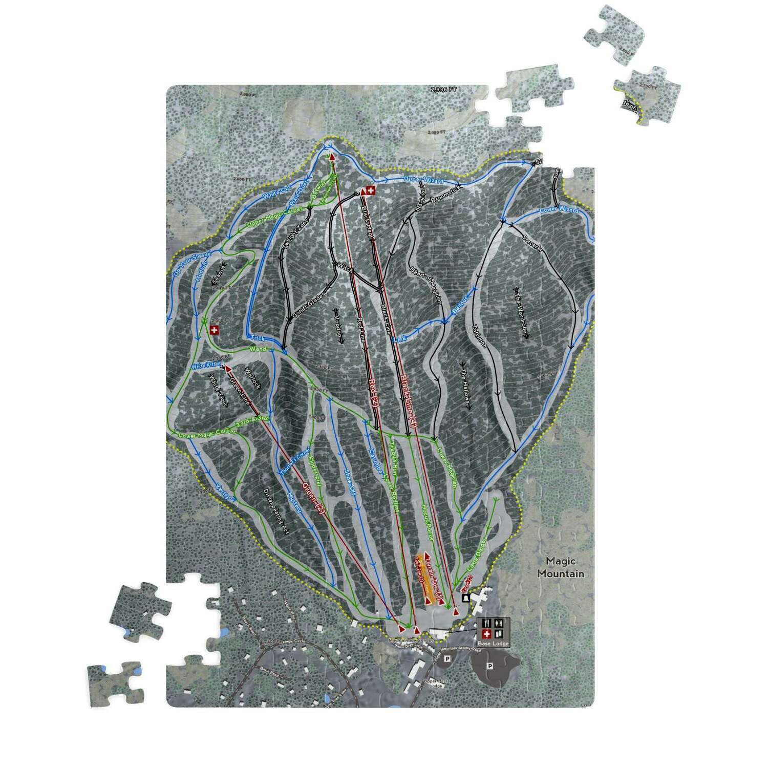 Magic Mountain, Vermont Ski Trail Map Puzzle - Powderaddicts