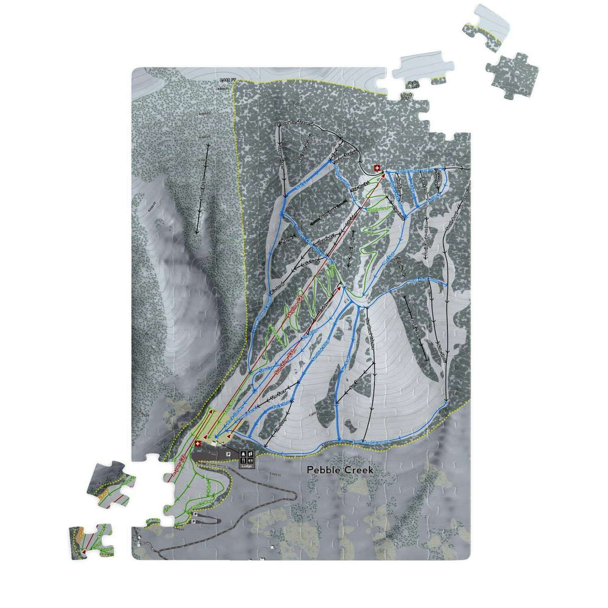 Pebble Creek, Idaho Ski Trail Map Puzzle - Powderaddicts