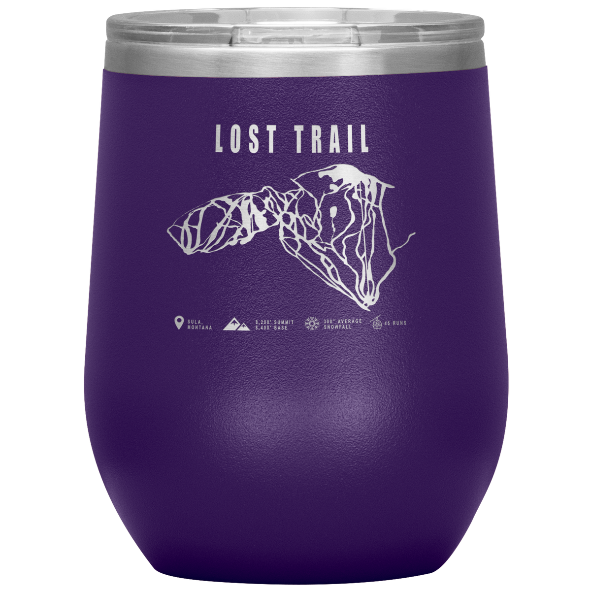 Lost Trail Montana Ski Trail Map Wine 12oz Tumbler - Powderaddicts