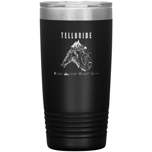 Telluride Colorado Ski Trail Map 20oz Tumbler - Powderaddicts