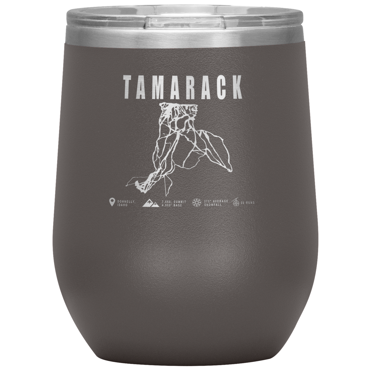 Tamarack Idaho Ski Trail Map Wine 12oz Tumbler - Powderaddicts