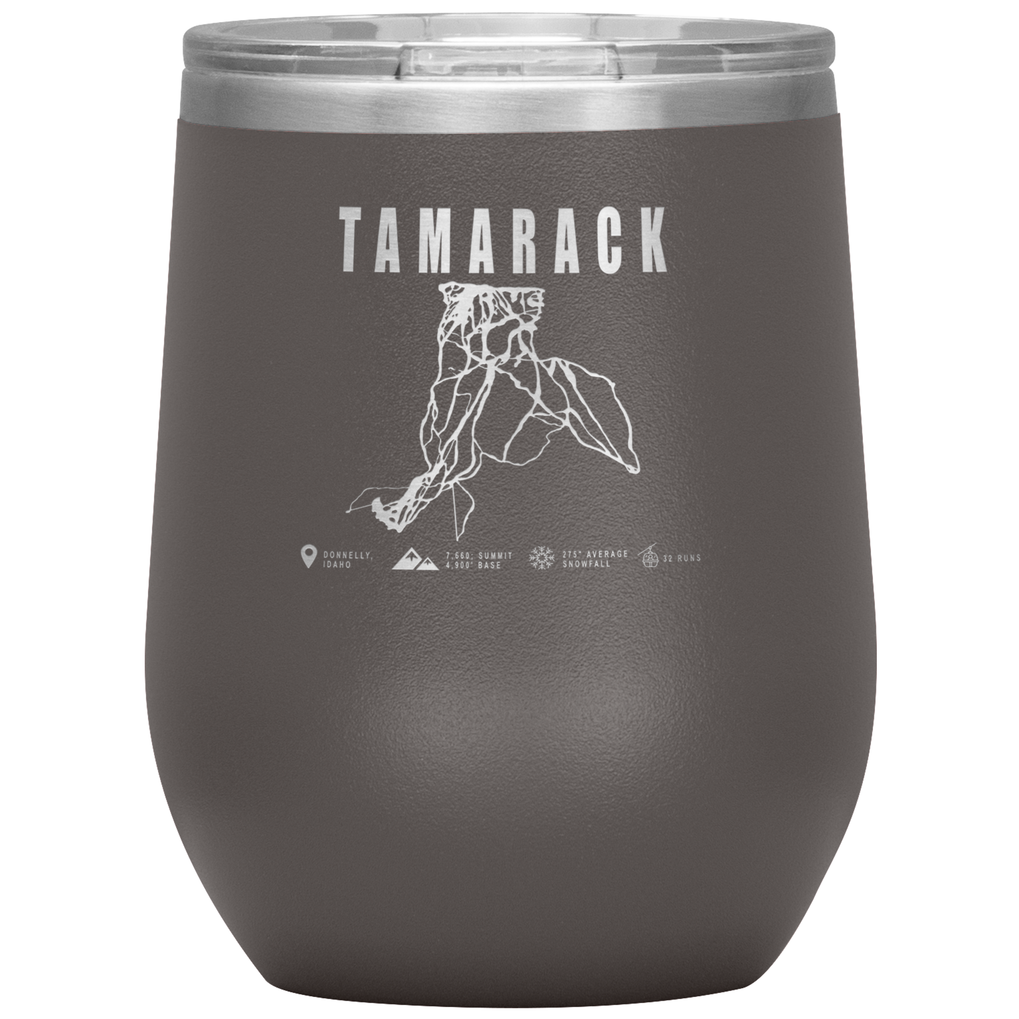 Tamarack Idaho Ski Trail Map Wine 12oz Tumbler - Powderaddicts