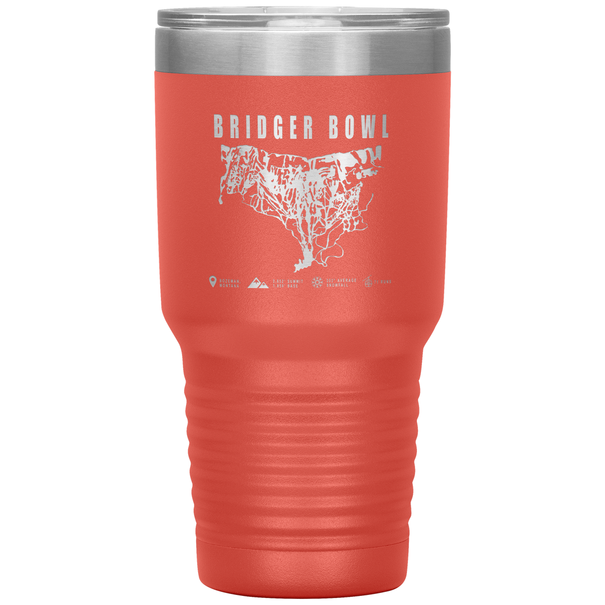 Bridger Bowl Montana Ski Trail Map 30oz Tumbler - Powderaddicts