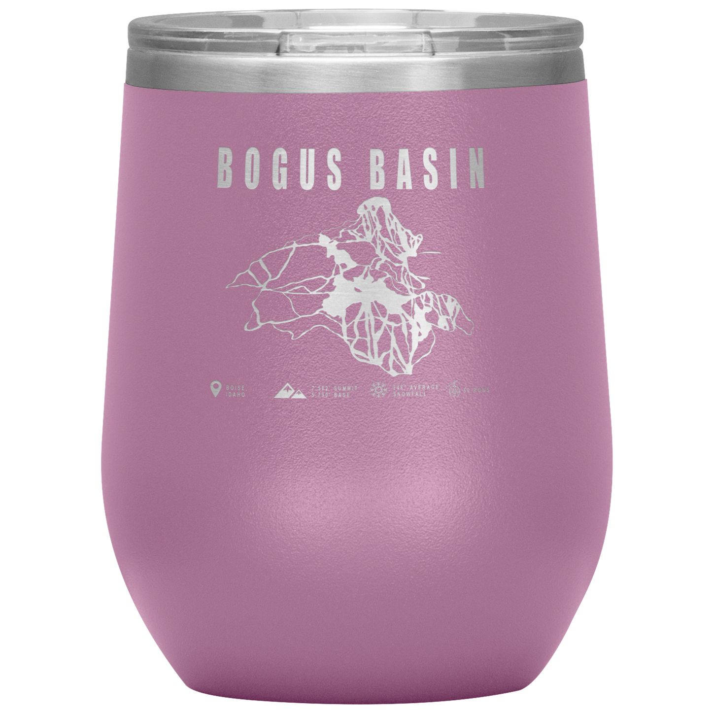 Bogus Basin Idaho Ski Trail Map Wine 12oz Tumbler - Powderaddicts
