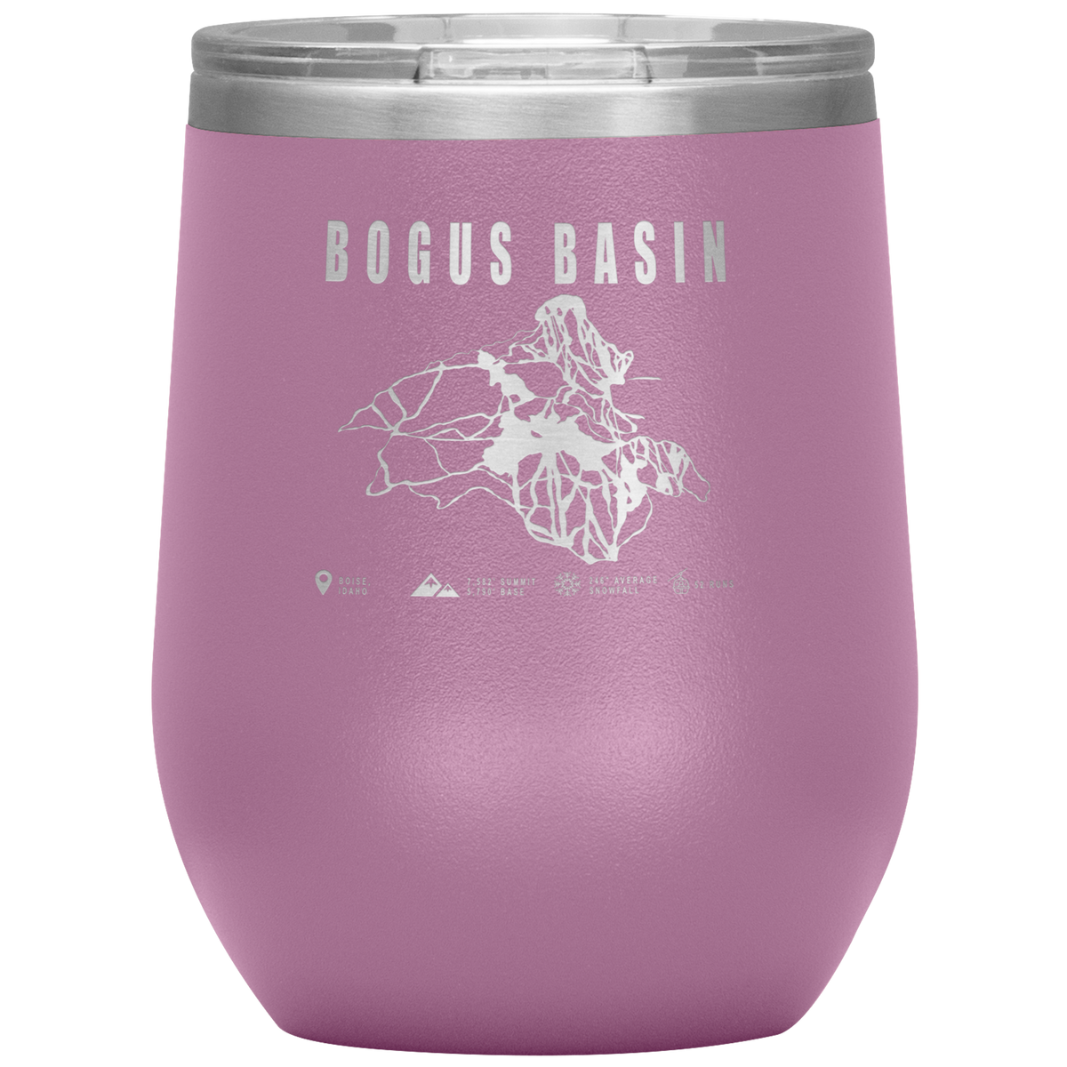 Bogus Basin Idaho Ski Trail Map Wine 12oz Tumbler - Powderaddicts