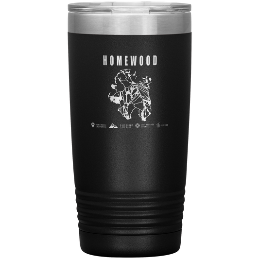 Homewood, California Ski Trail Map 20oz Tumbler - Powderaddicts