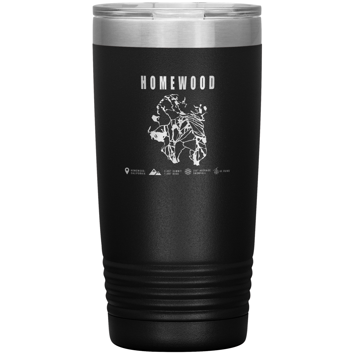 Homewood, California Ski Trail Map 20oz Tumbler - Powderaddicts