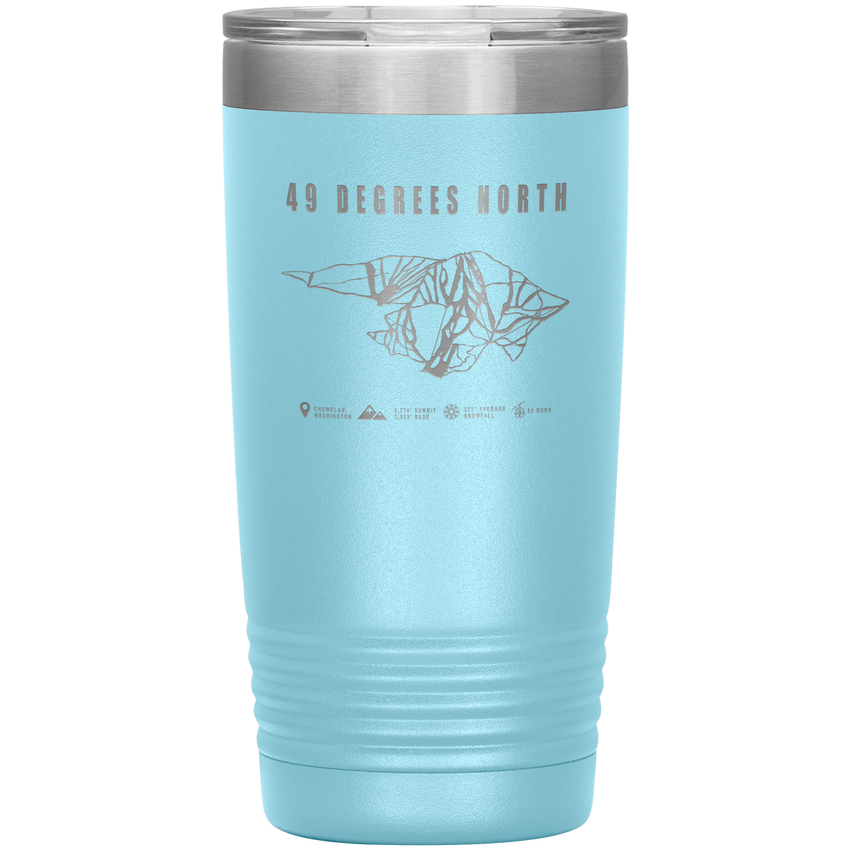 49 Degrees North, Washington Ski Trail Map 20oz Tumbler - Powderaddicts