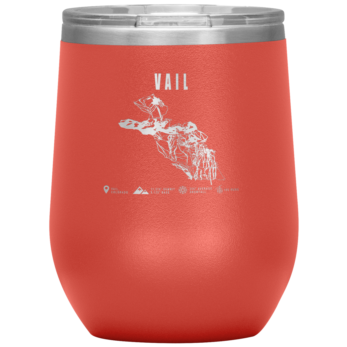 Vail Colorado Ski Trail Map Wine 12oz Tumbler - Powderaddicts