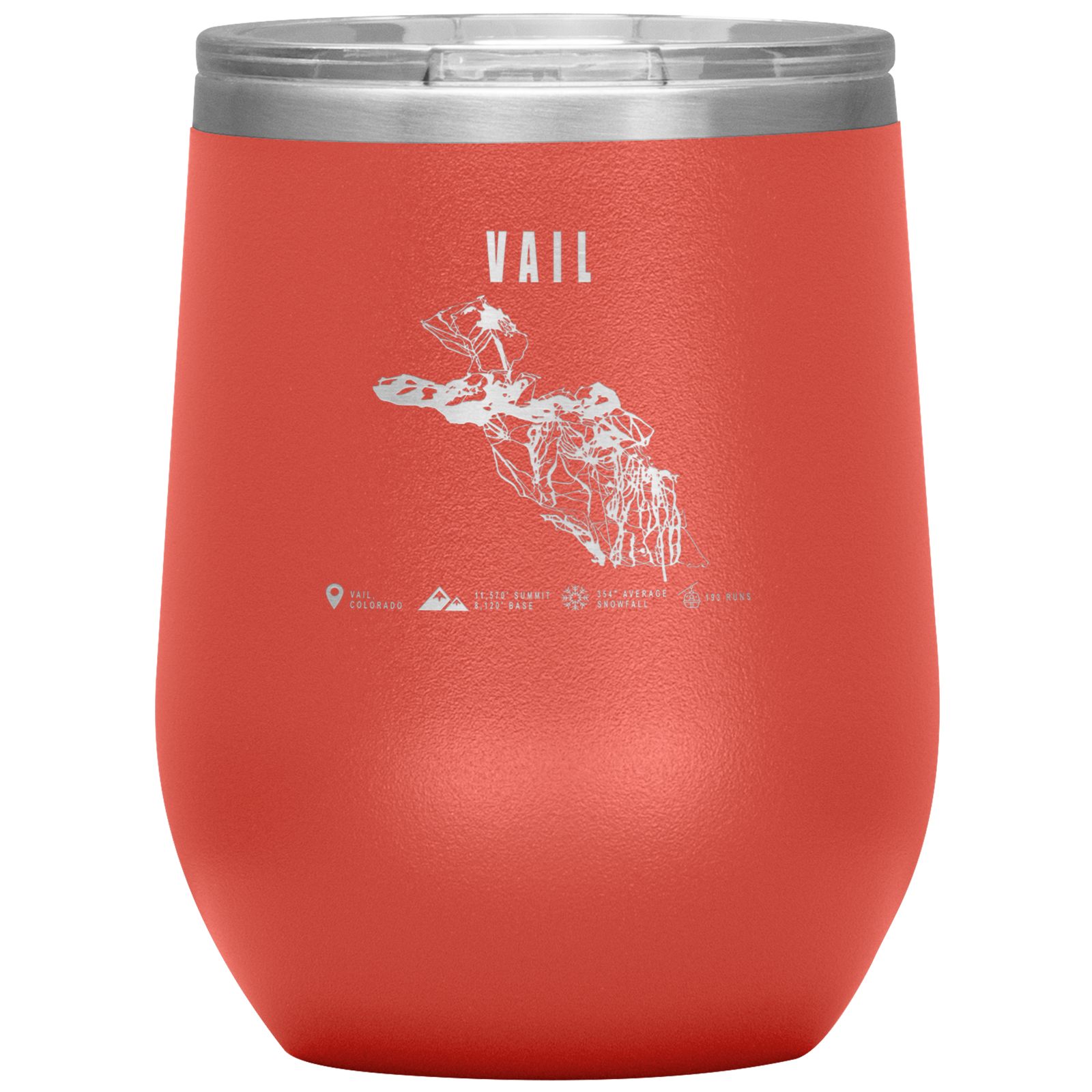 Vail Colorado Ski Trail Map Wine 12oz Tumbler - Powderaddicts