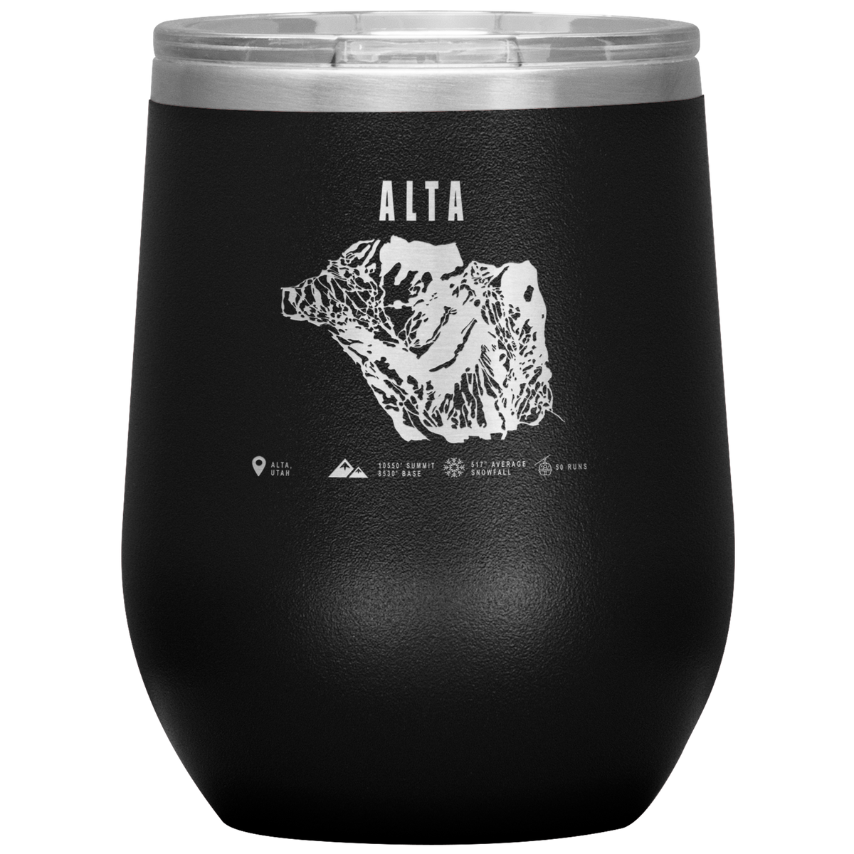 Alta,Utah Ski Trail Map Wine 12oz Tumbler - Powderaddicts