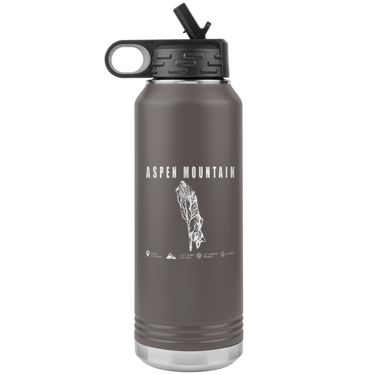 Aspen Mountain Colorado Ski Trail Map 32oz Water Bottle Tumbler - Powderaddicts