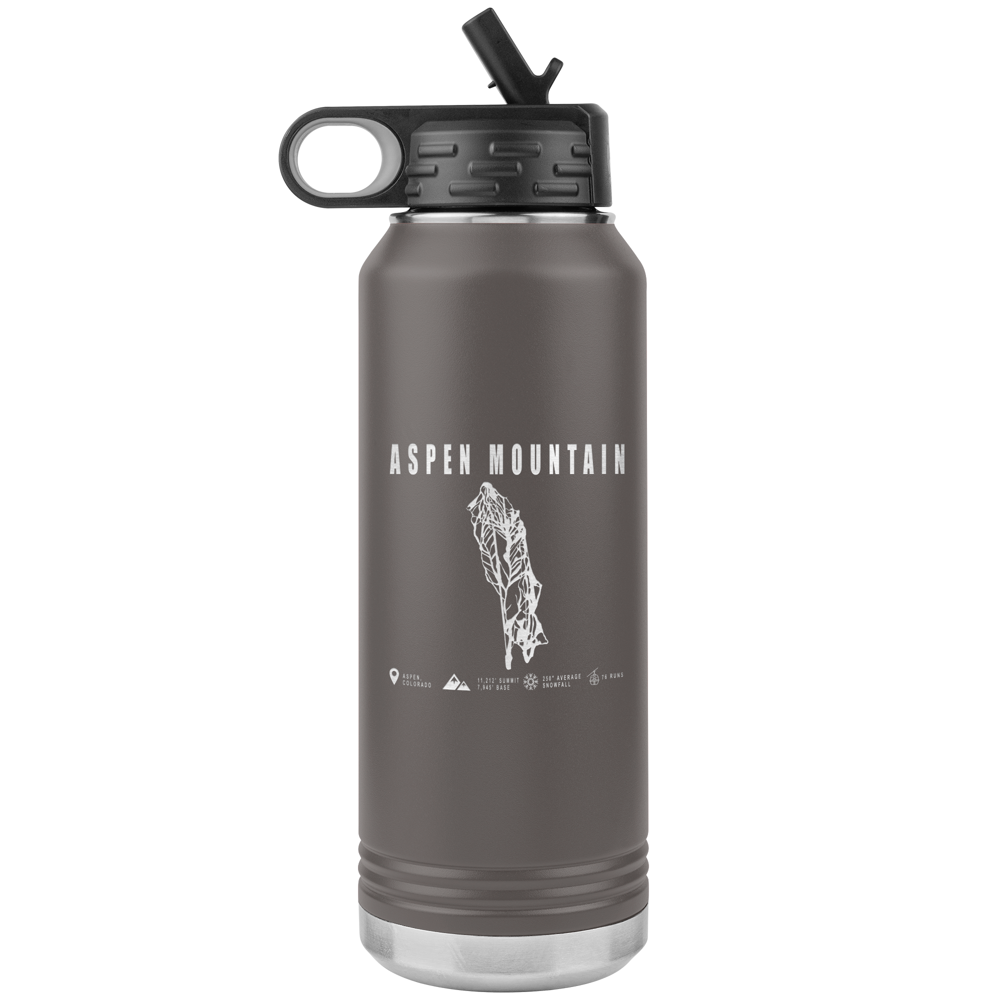 Aspen Mountain Colorado Ski Trail Map 32oz Water Bottle Tumbler - Powderaddicts