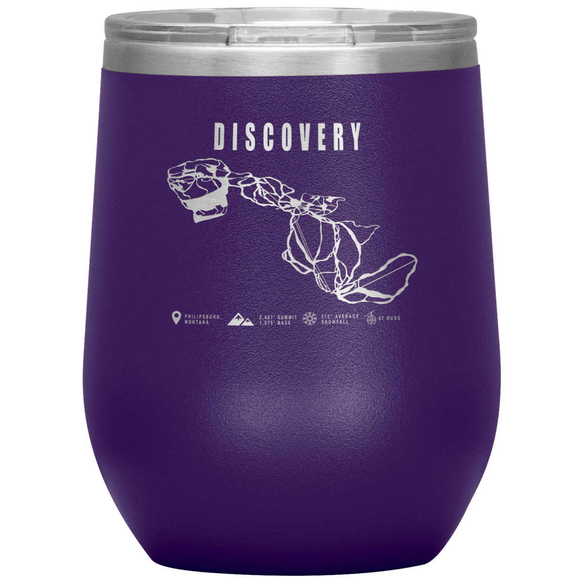 Discovery Montana Ski Trail Map Wine 12oz Tumbler - Powderaddicts