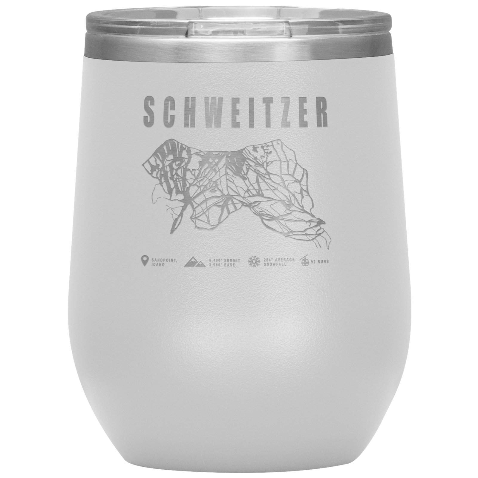 Schweitzer Idaho Ski Trail Map Wine 12oz Tumbler - Powderaddicts