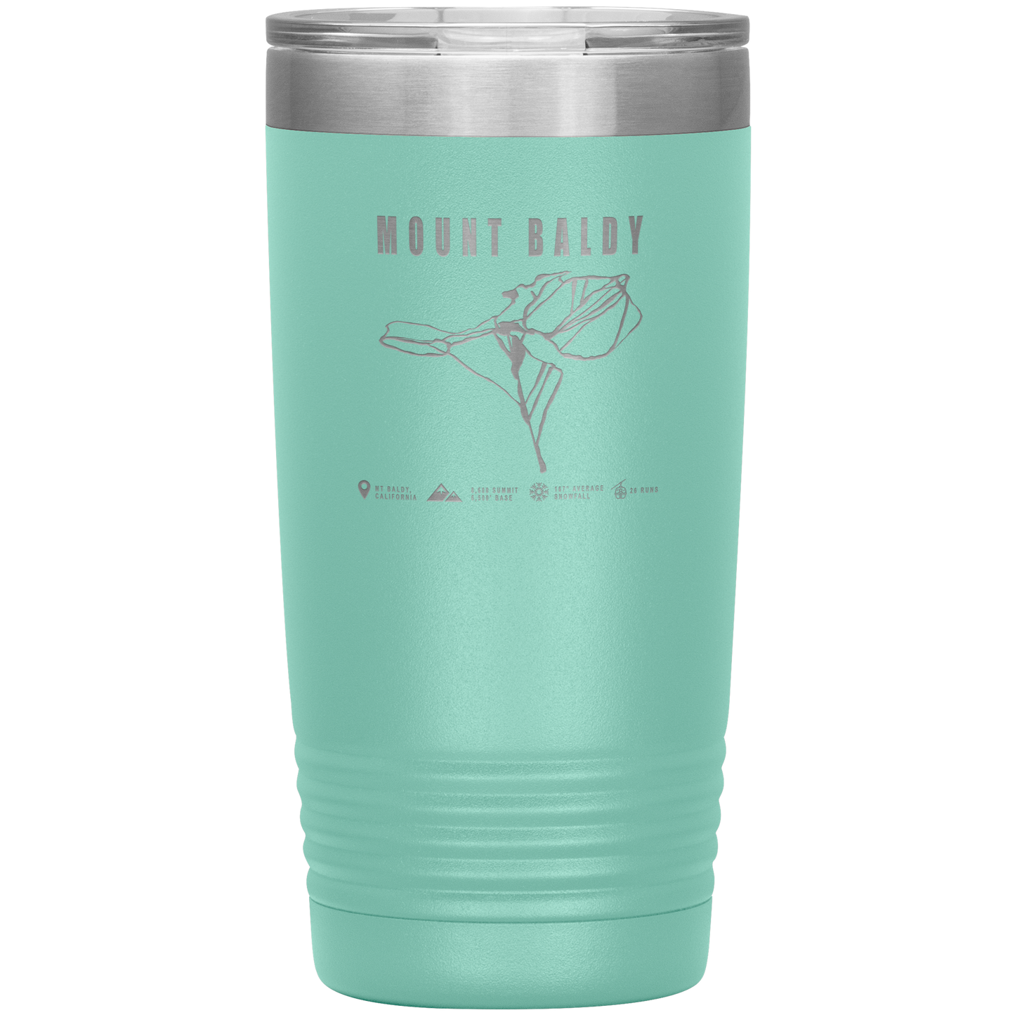Mount Baldy, California Ski Trail Map 20oz Tumbler - Powderaddicts