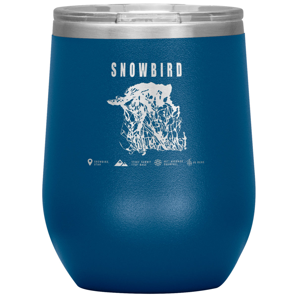 Snowbird,Utah Ski Trail Map Wine 12oz Tumbler - Powderaddicts