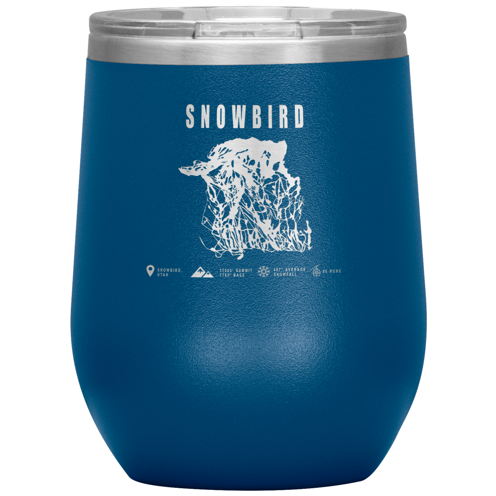 Snowbird,Utah Ski Trail Map Wine 12oz Tumbler - Powderaddicts