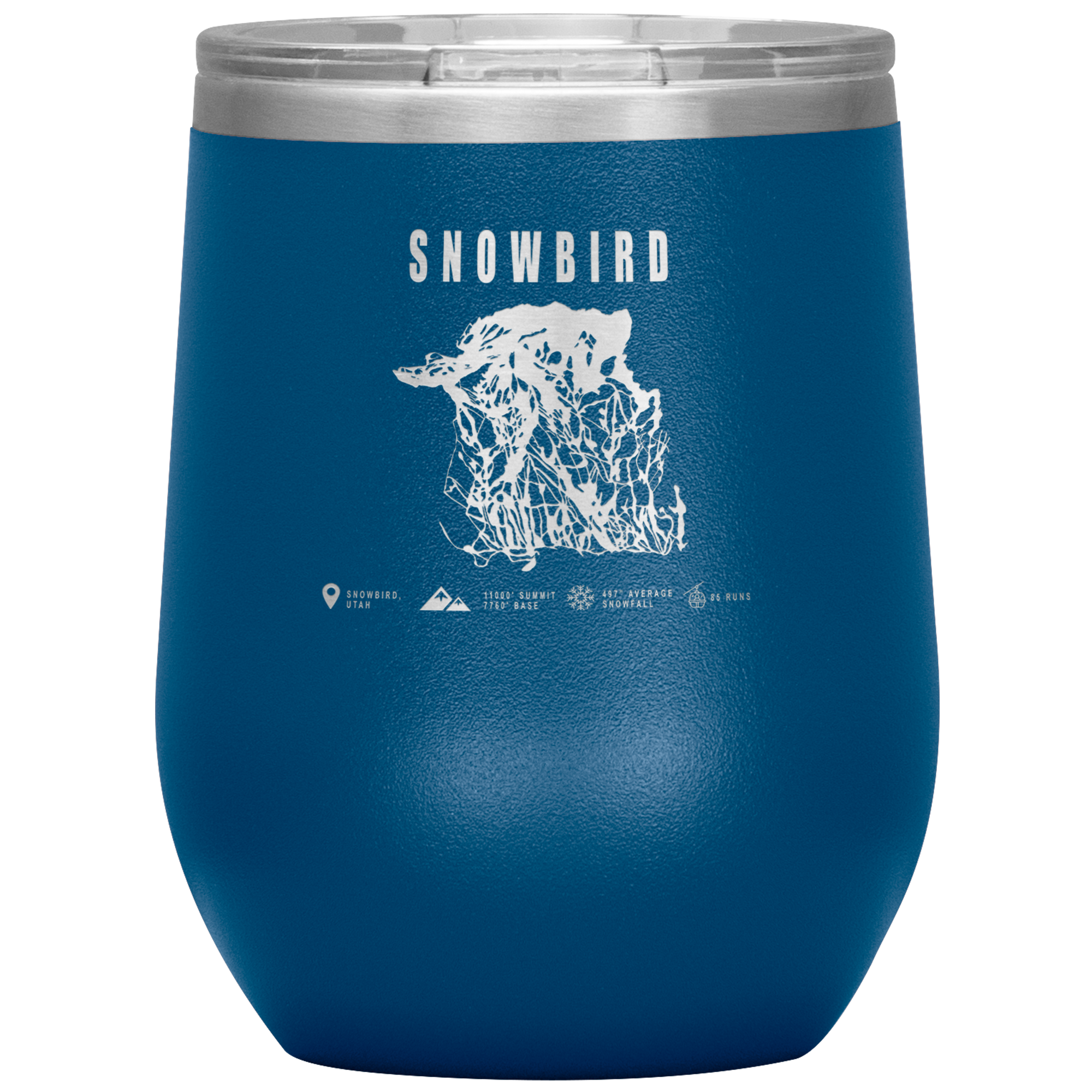 Snowbird,Utah Ski Trail Map Wine 12oz Tumbler - Powderaddicts