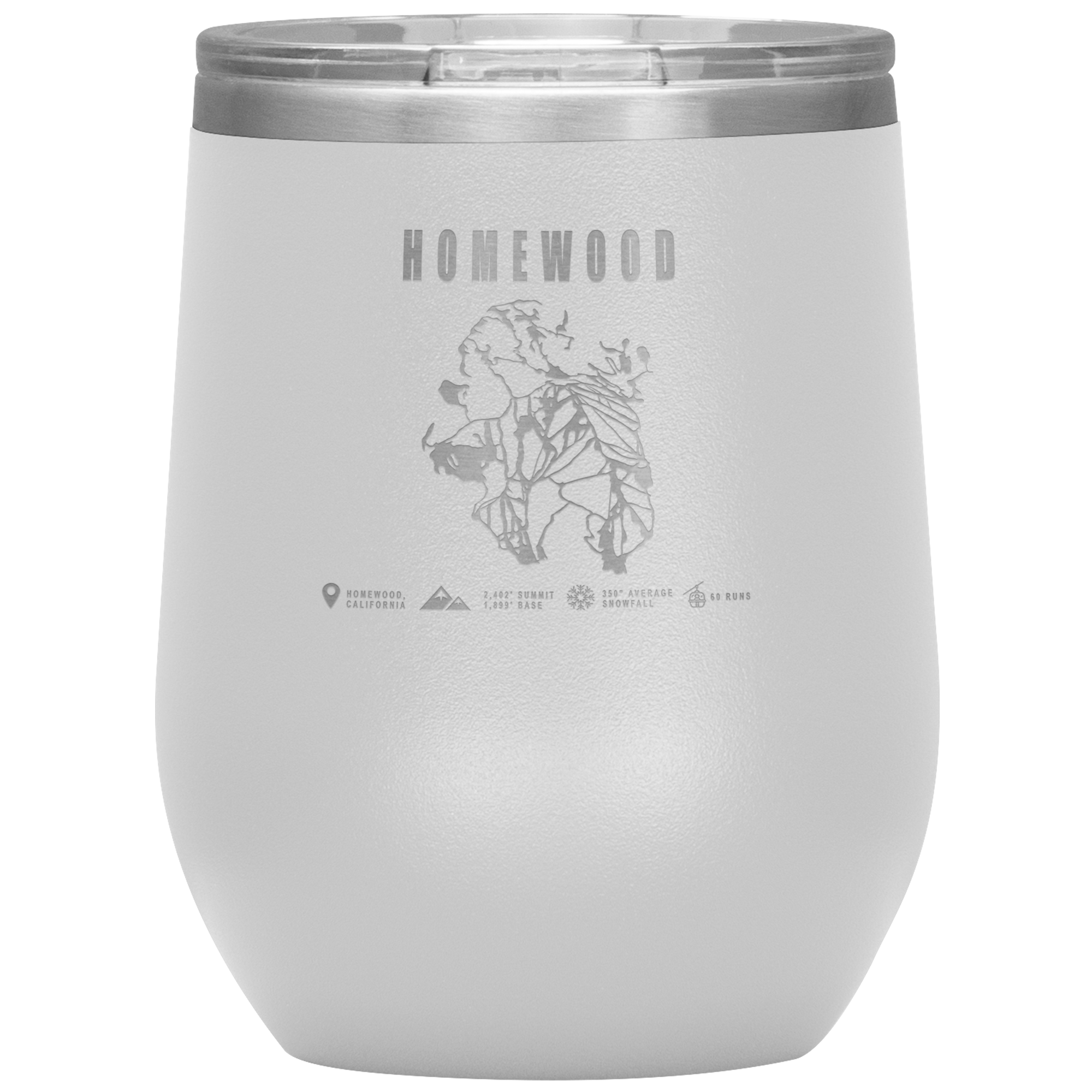 Homewood, California Ski Trail Map Wine 12oz Tumbler - Powderaddicts