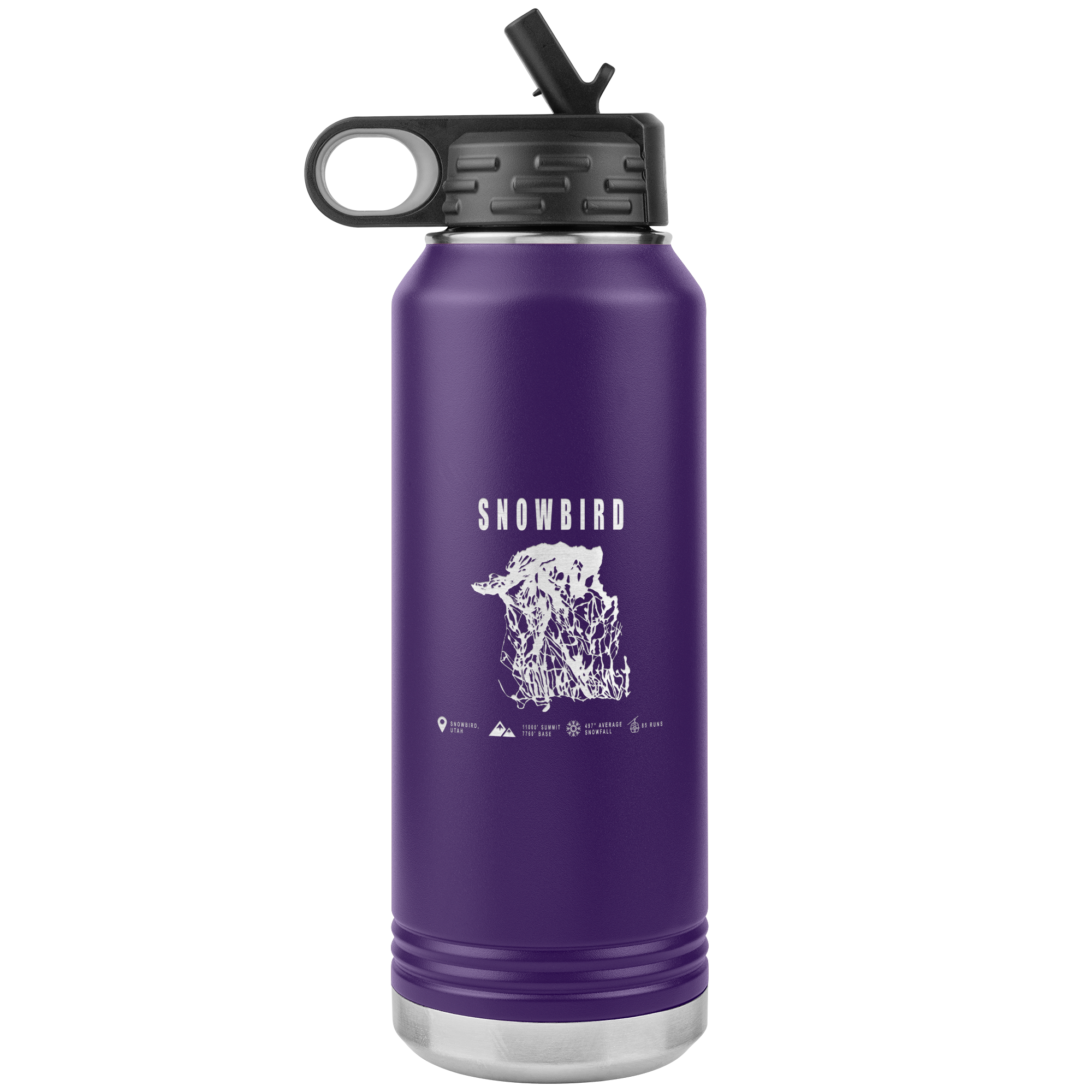 Snowbird,Utah Ski Trail Map 32oz Water Bottle Tumbler - Powderaddicts