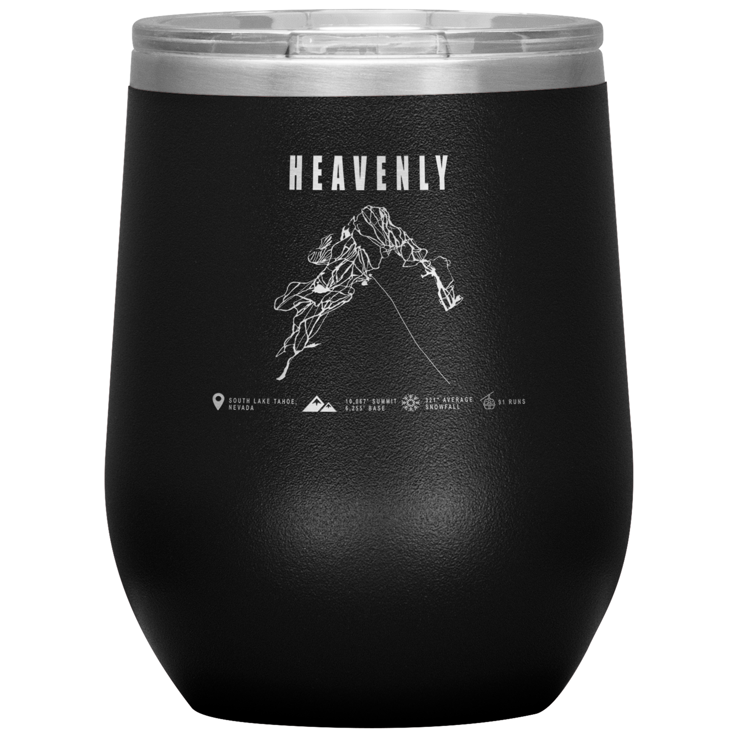 Heavenly, Nevada Ski Trail Map Wine 12oz Tumbler