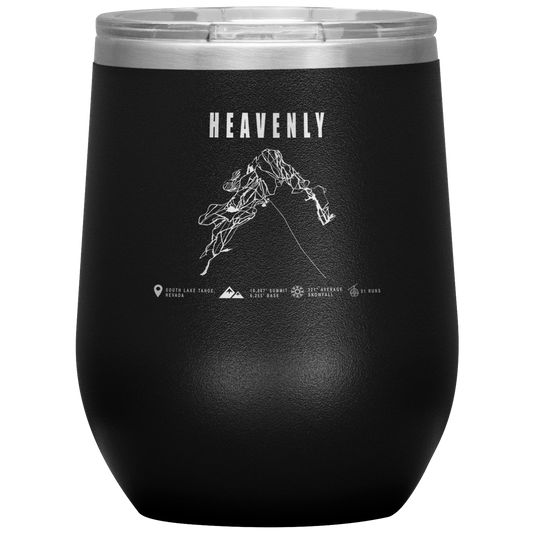 Heavenly, Nevada Ski Trail Map Wine 12oz Tumbler - Powderaddicts