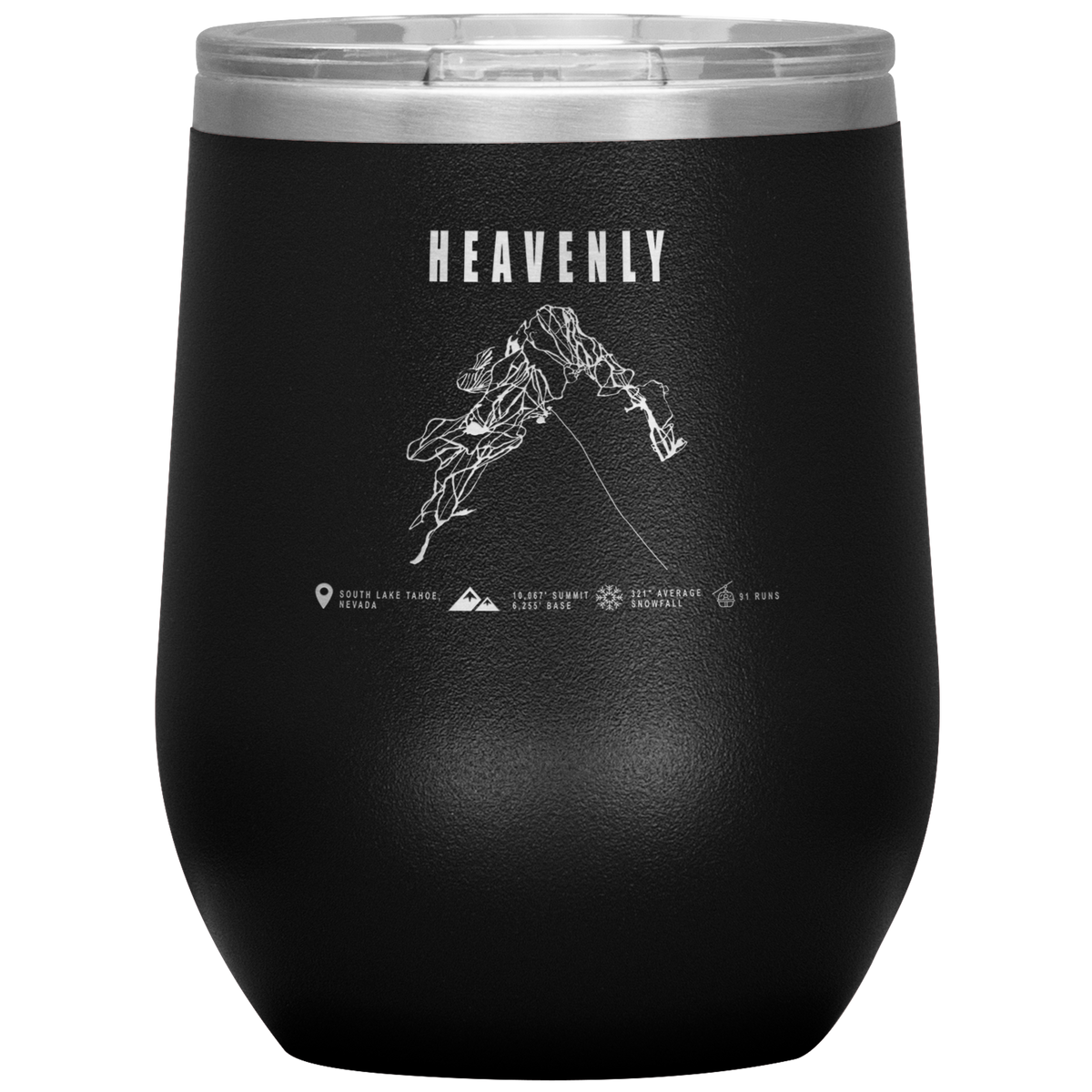 Heavenly, Nevada Ski Trail Map Wine 12oz Tumbler - Powderaddicts