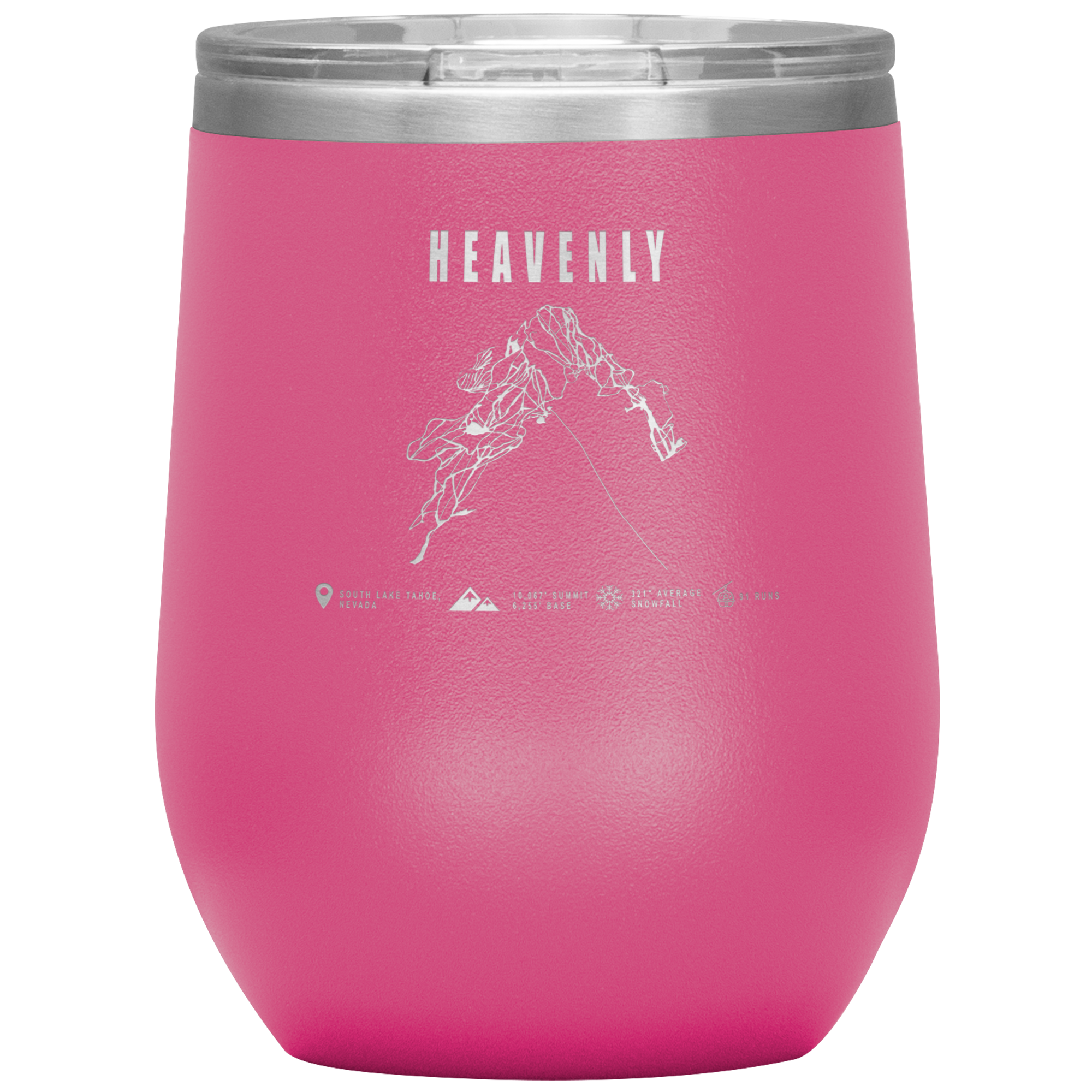 Heavenly, Nevada Ski Trail Map Wine 12oz Tumbler - Powderaddicts