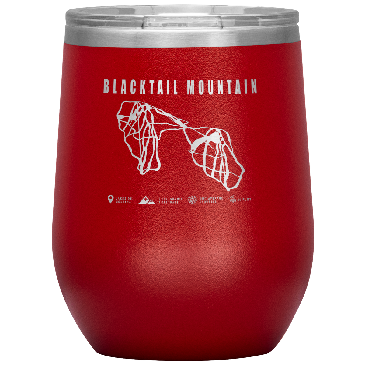 Blacktail Mountain Montana Ski Trail Map Wine 12oz Tumbler - Powderaddicts