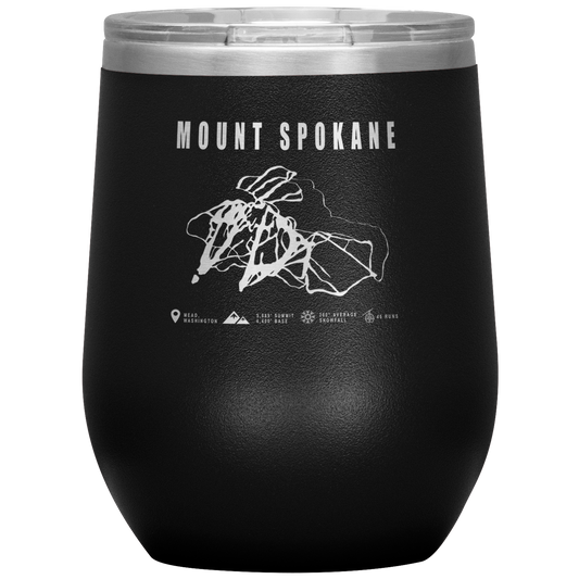 Mount Spokane, Washington Ski Trail Map Wine 12oz Tumbler - Powderaddicts