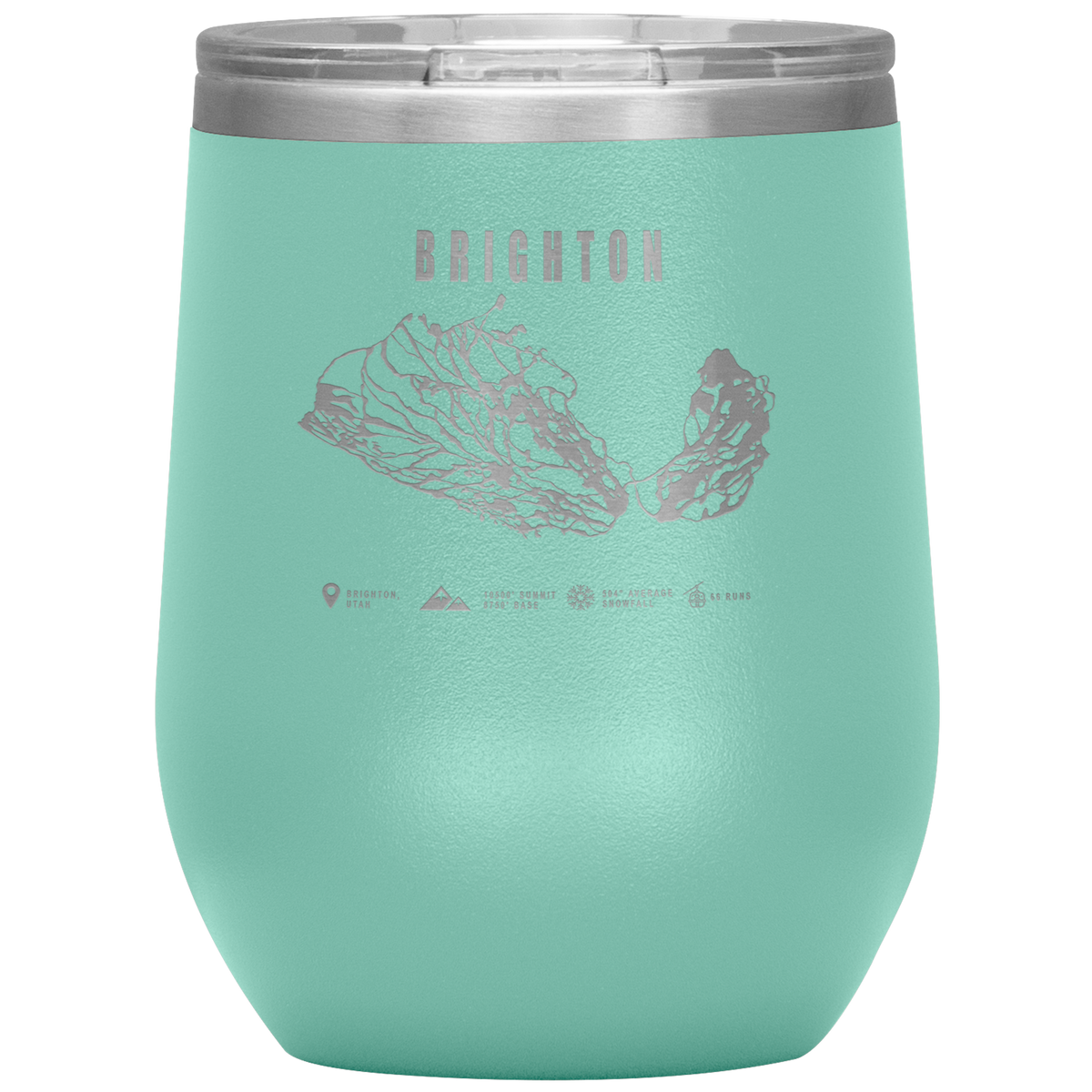 Brighton,Utah Ski Trail Map Wine 12oz Tumbler - Powderaddicts