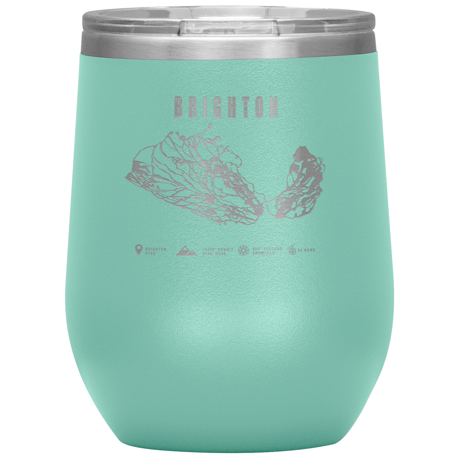 Brighton,Utah Ski Trail Map Wine 12oz Tumbler - Powderaddicts