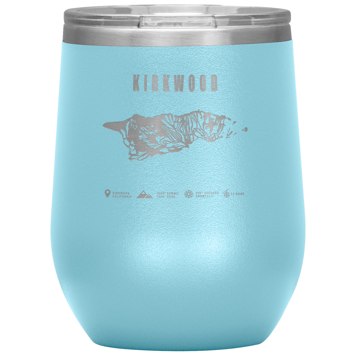 Kirkwood, California Ski Trail Map Wine 12oz Tumbler - Powderaddicts