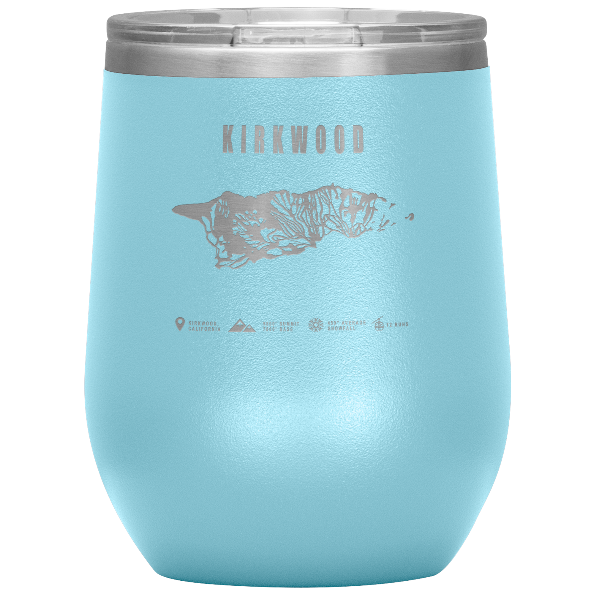 Kirkwood, California Ski Trail Map Wine 12oz Tumbler - Powderaddicts