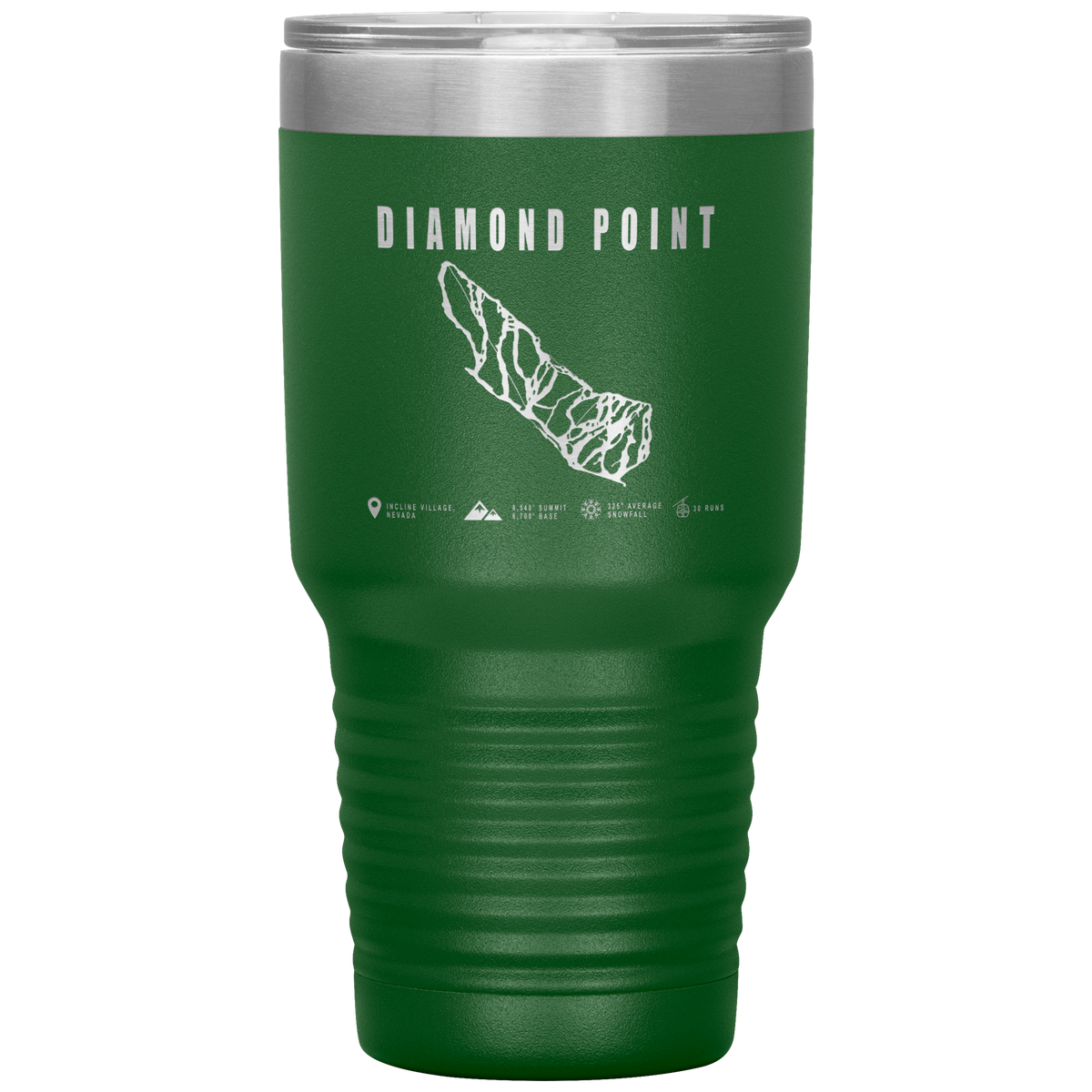 Diamond Point, Nevada Ski Trail Map 30oz Tumbler - Powderaddicts