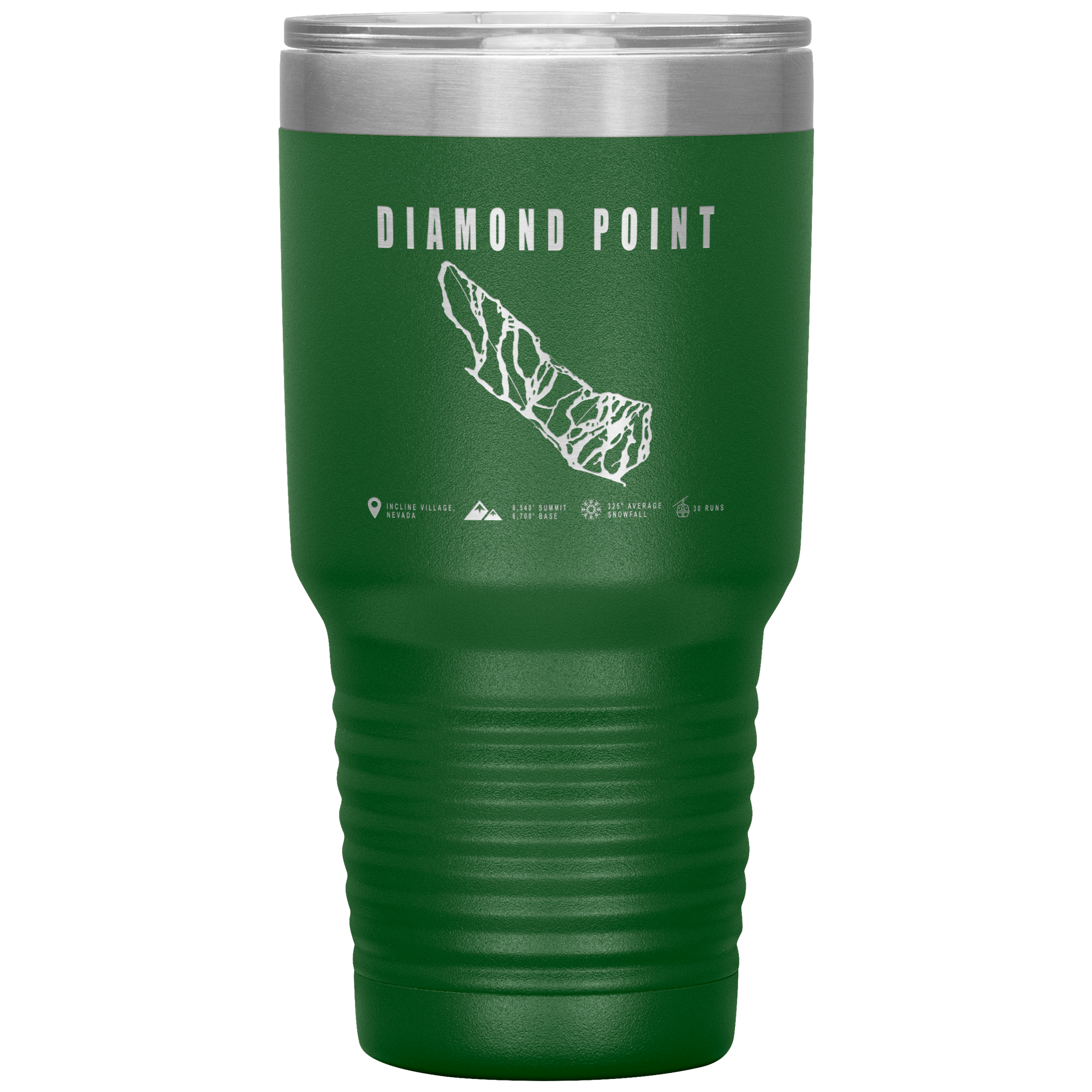 Diamond Point, Nevada Ski Trail Map 30oz Tumbler - Powderaddicts