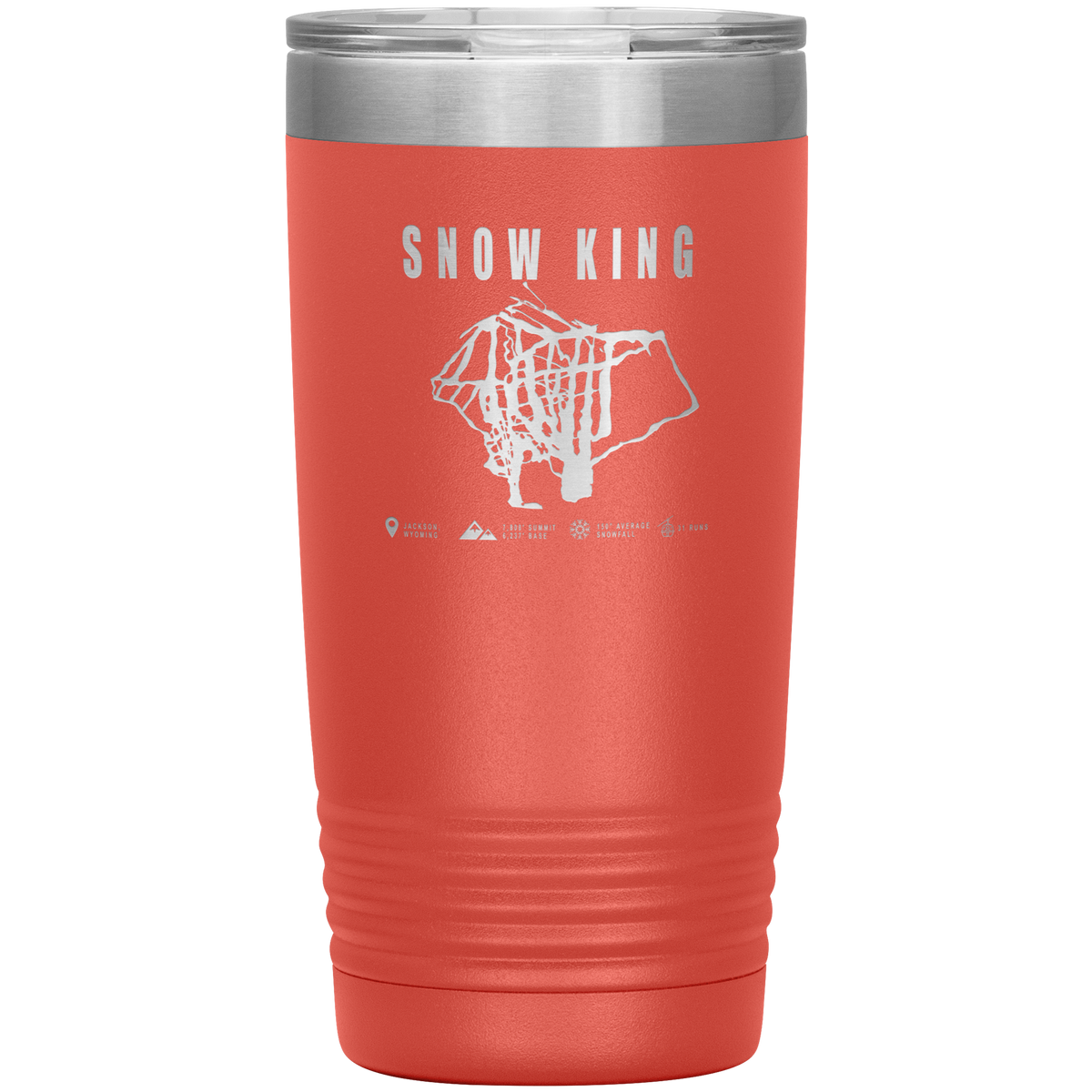 Snow King Wyoming Ski Trail Map 20oz Tumbler - Powderaddicts