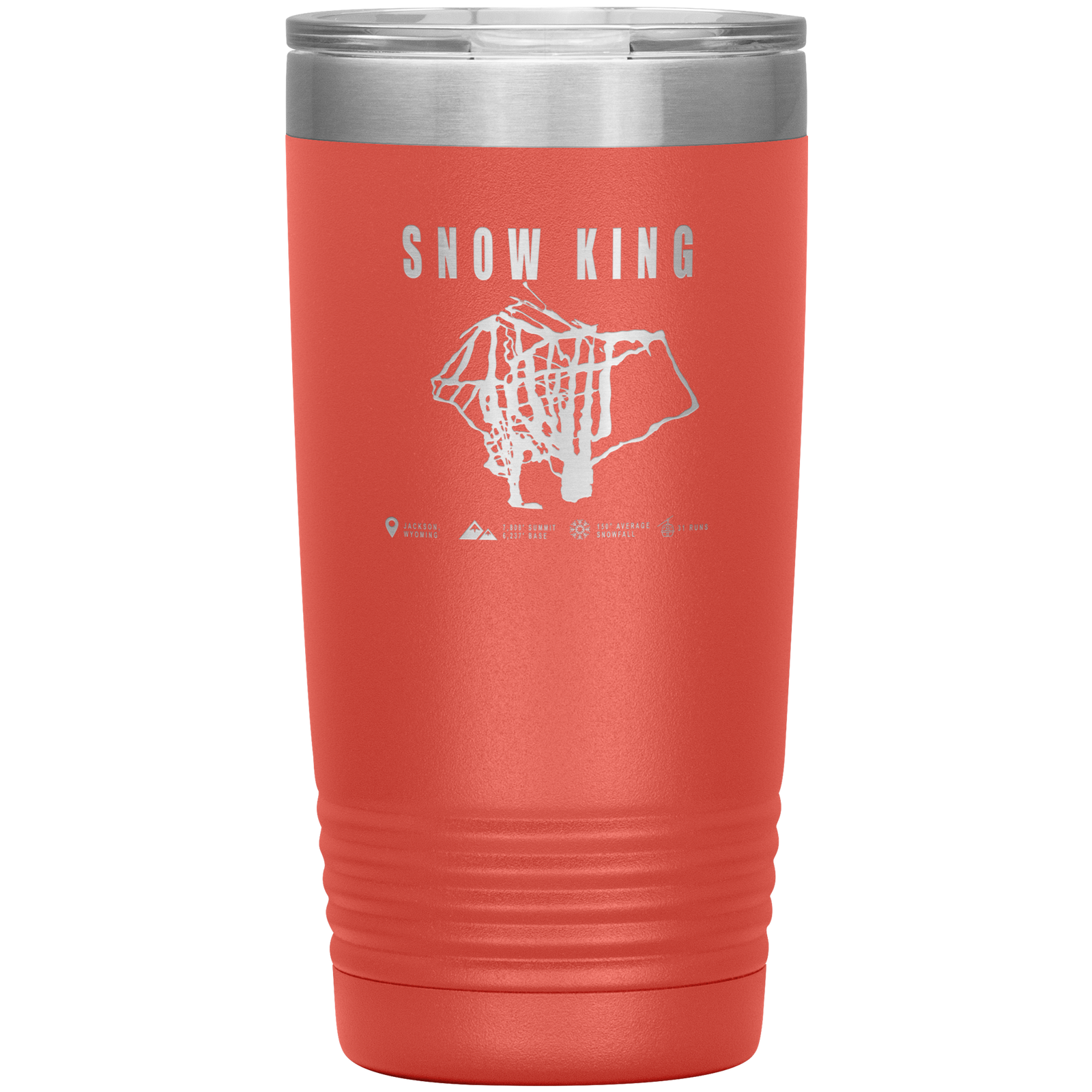 Snow King Wyoming Ski Trail Map 20oz Tumbler - Powderaddicts