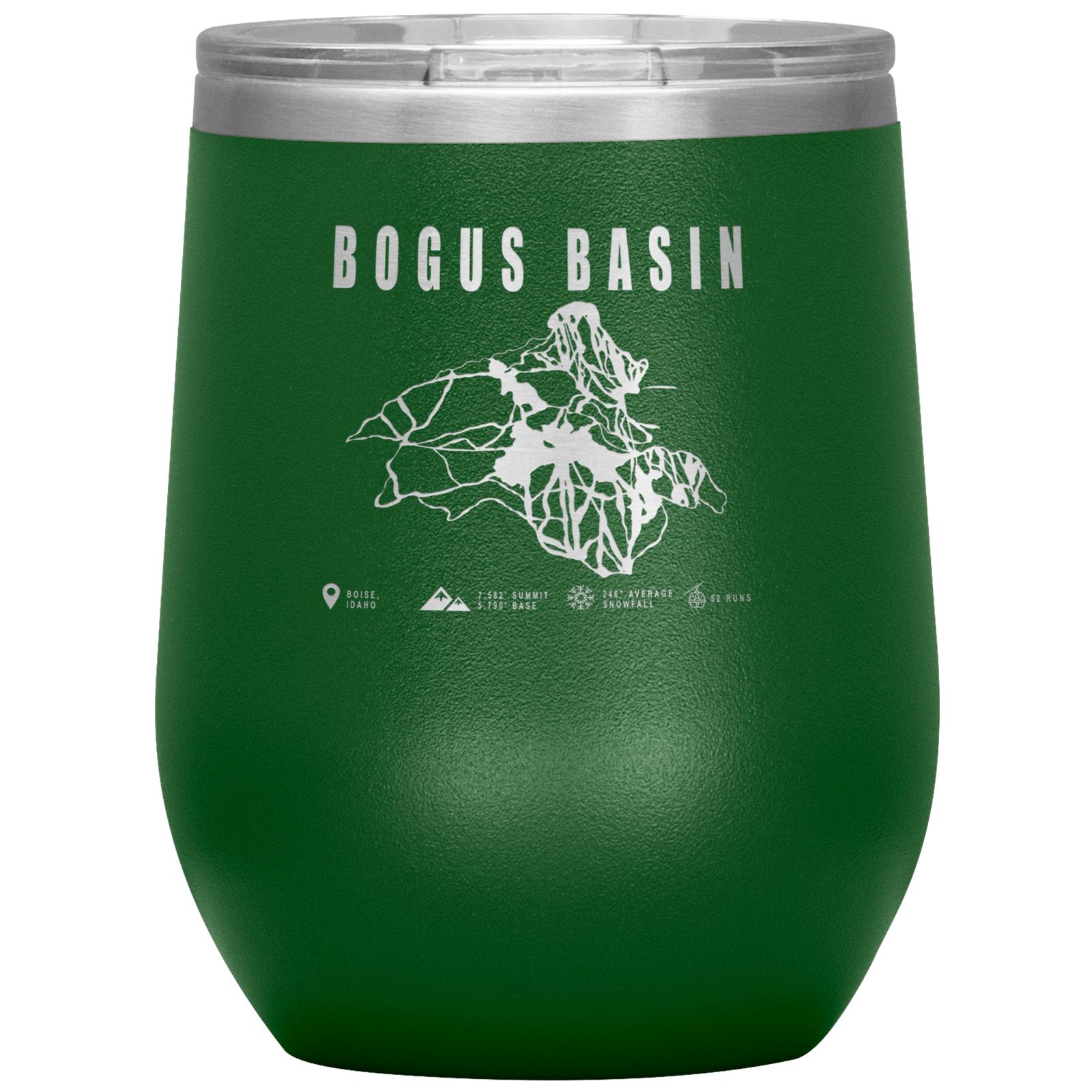 Bogus Basin Idaho Ski Trail Map Wine 12oz Tumbler - Powderaddicts