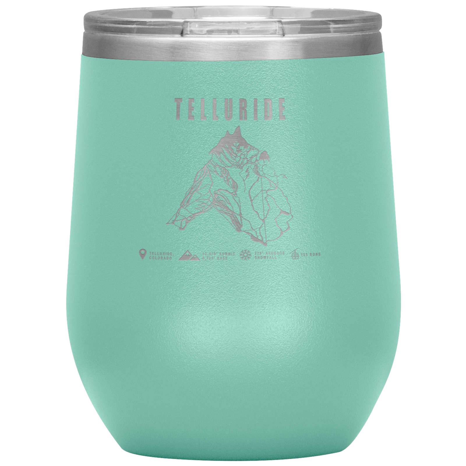 Telluride Colorado Ski Trail Map Wine 12oz Tumbler - Powderaddicts