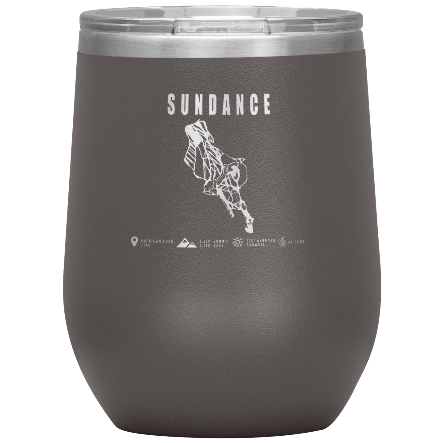 Sundance,Utah Ski Trail Map Wine 12oz Tumbler - Powderaddicts