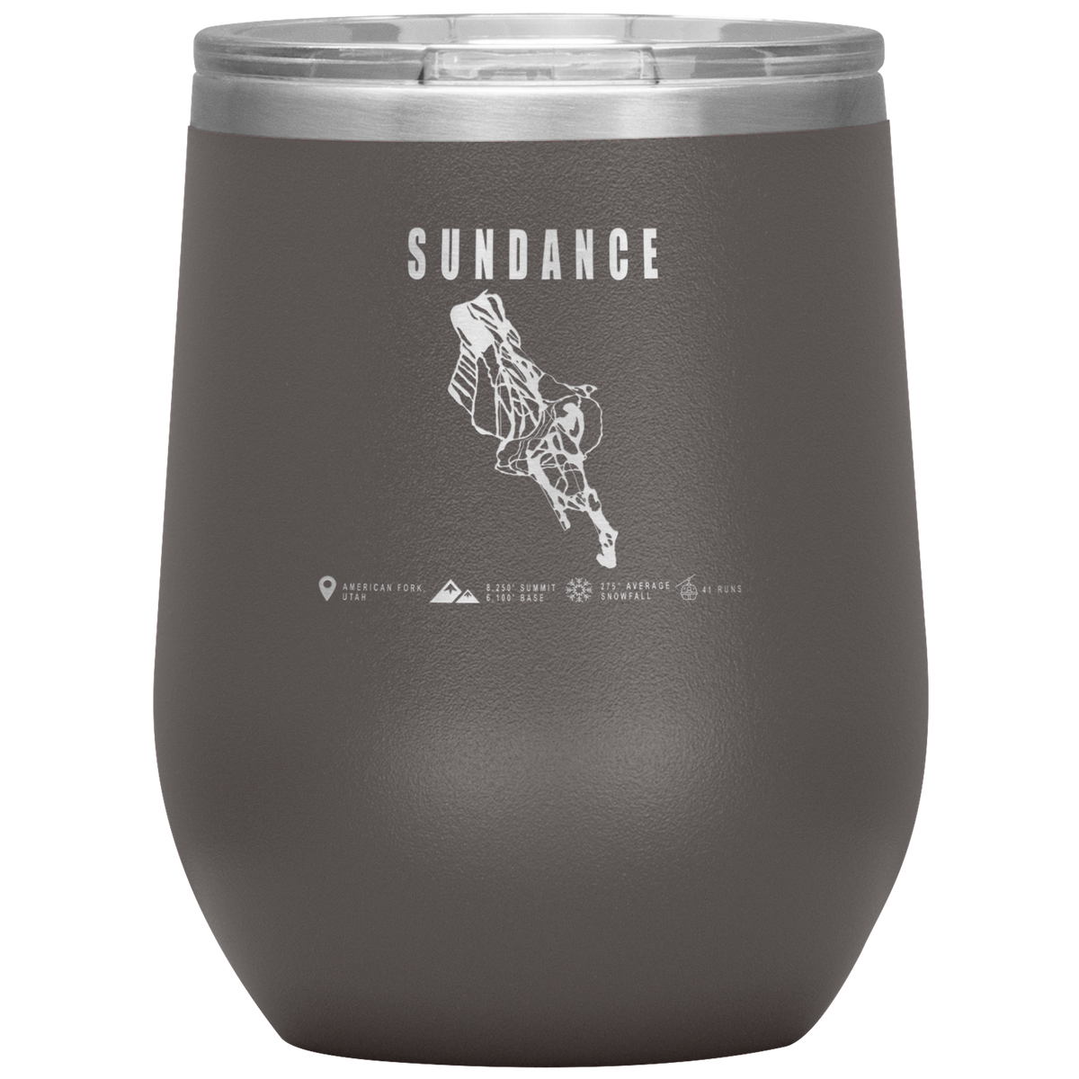 Sundance,Utah Ski Trail Map Wine 12oz Tumbler - Powderaddicts