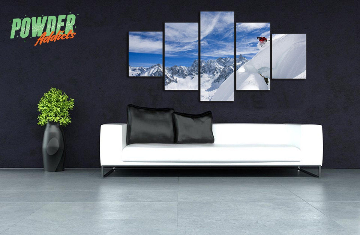 Skis and Sky 5 Piece Canvas - Powderaddicts
