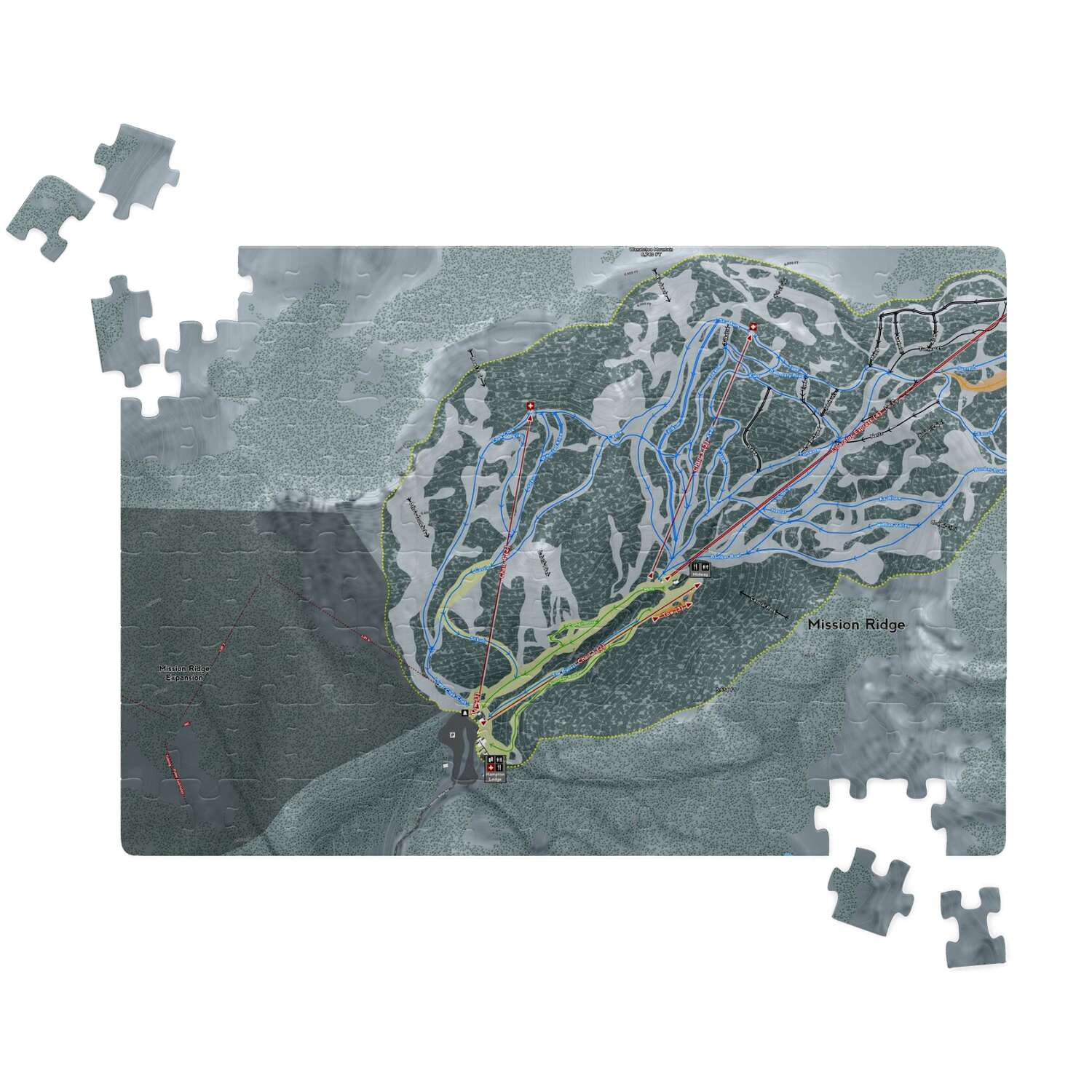Mission Ridge Washington Ski Map Resort Puzzle - Powderaddicts