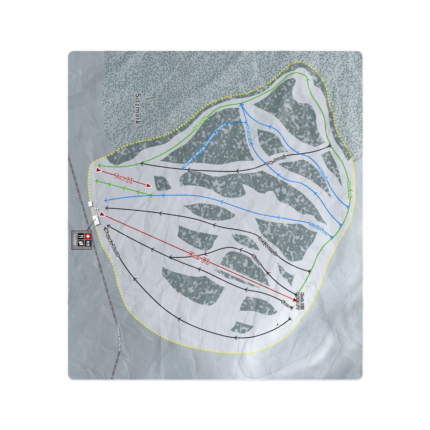 Sitzmark, Washington Ski Resort Map Printed Beach Towel - Powderaddicts