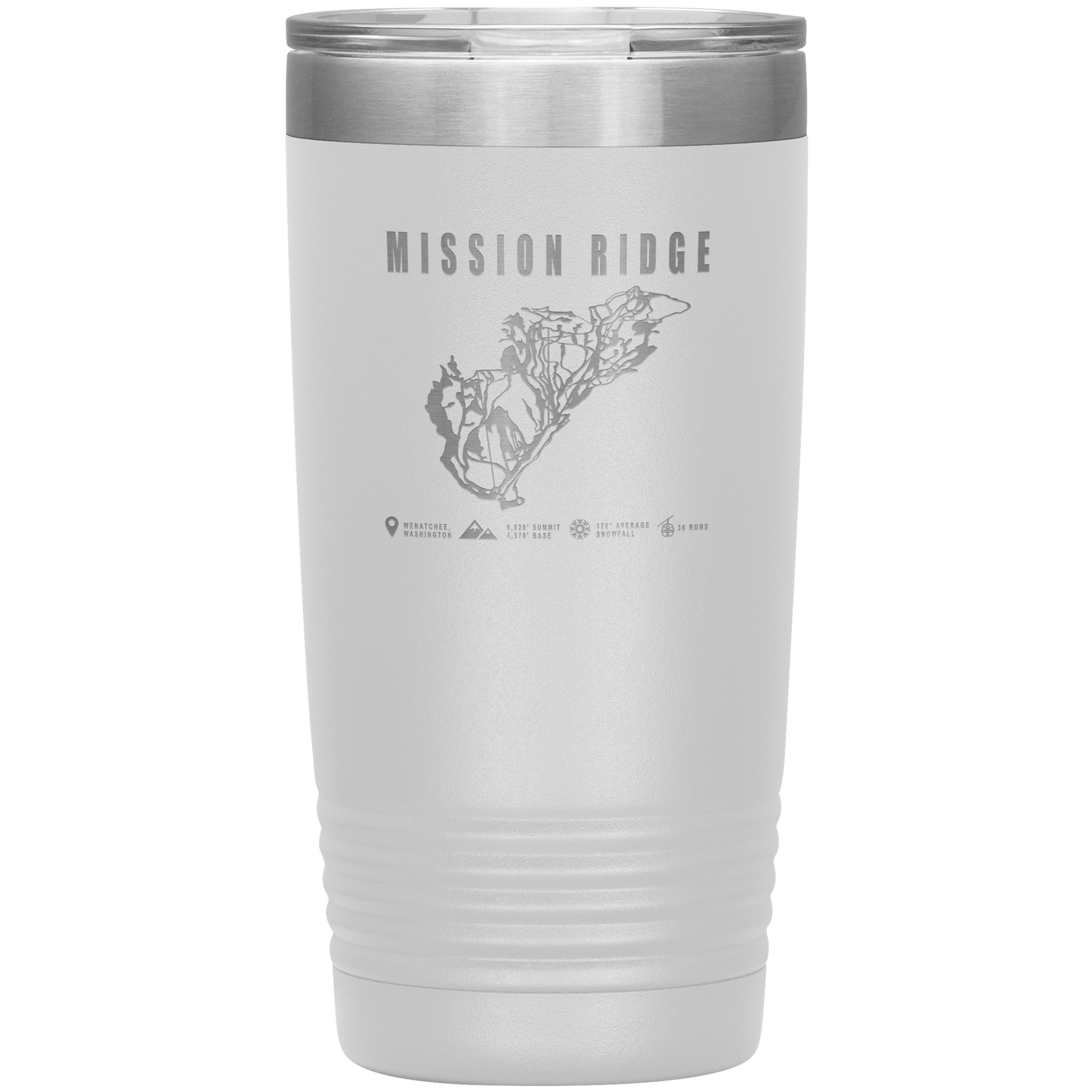 Mission Ridge, Washington Ski Trail Map 20oz Tumbler - Powderaddicts